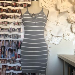 ⭐️3 for $12 Grey/White Stripe Tank Dress